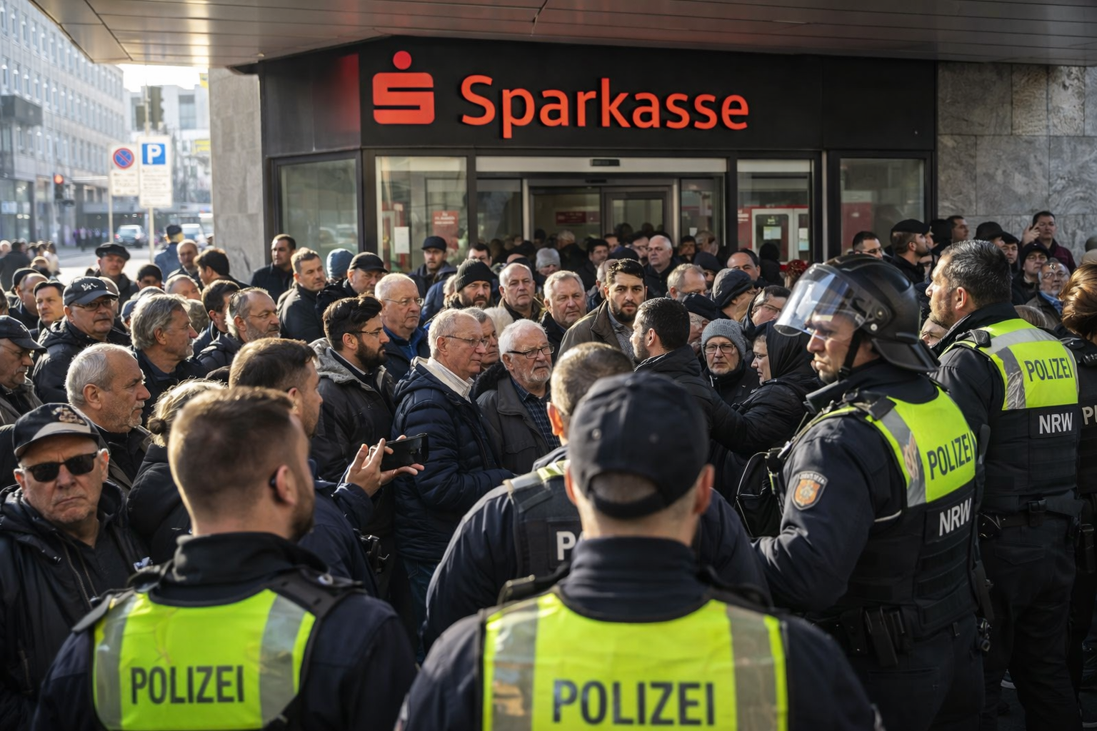 Până la 105 mil. $ furați: clienții furioși protestează după jaful de la Sparkasse Gelsenkirchen