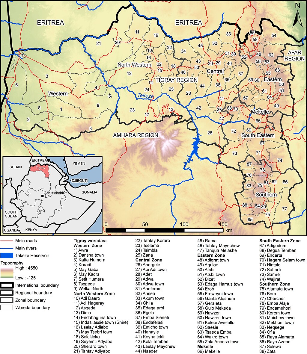 Administrative map of Tigray