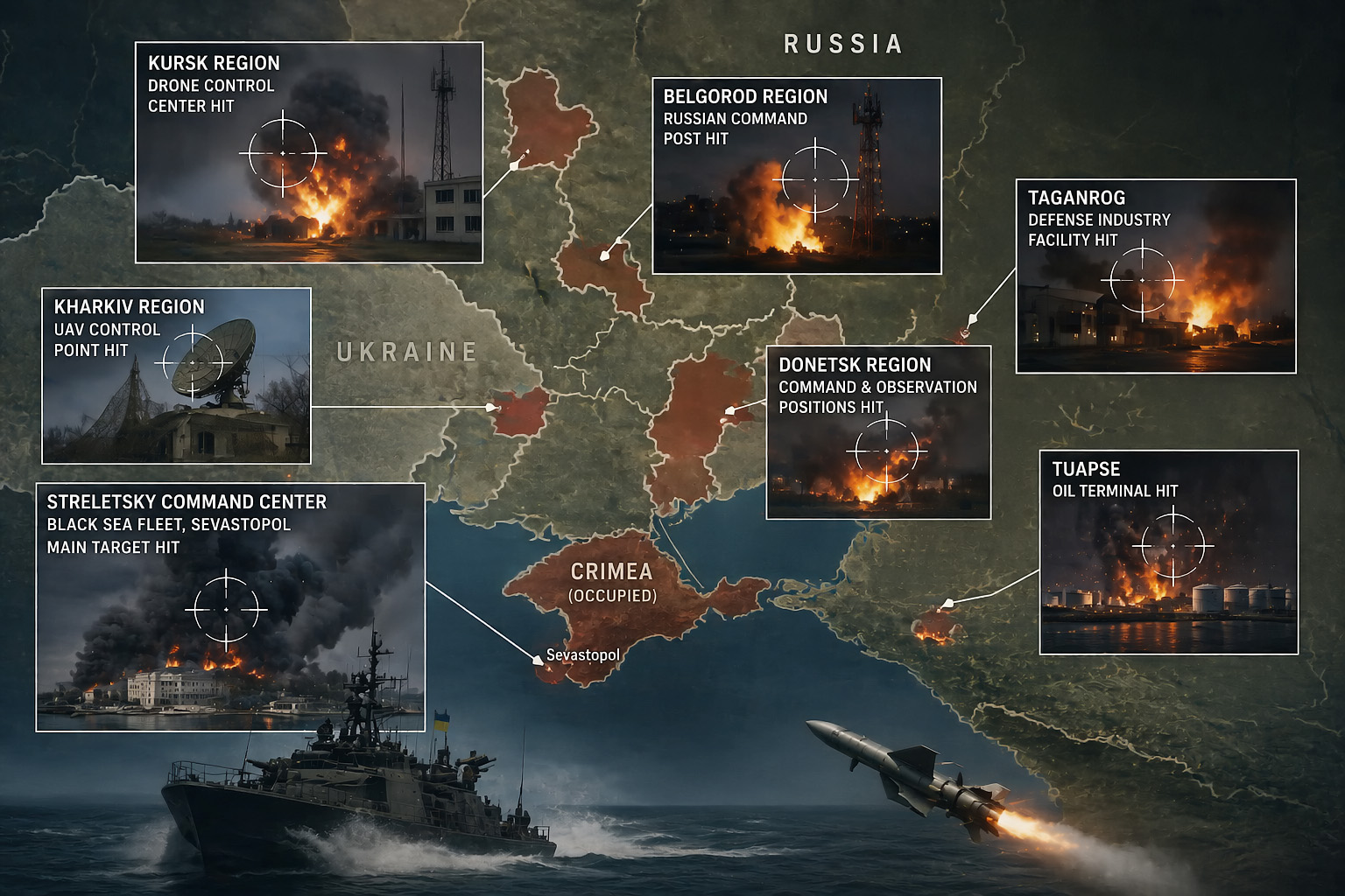 Ucraina anunță lovirea unui centru de comandă al Flotei ruse a Mării Negre la Sevastopol