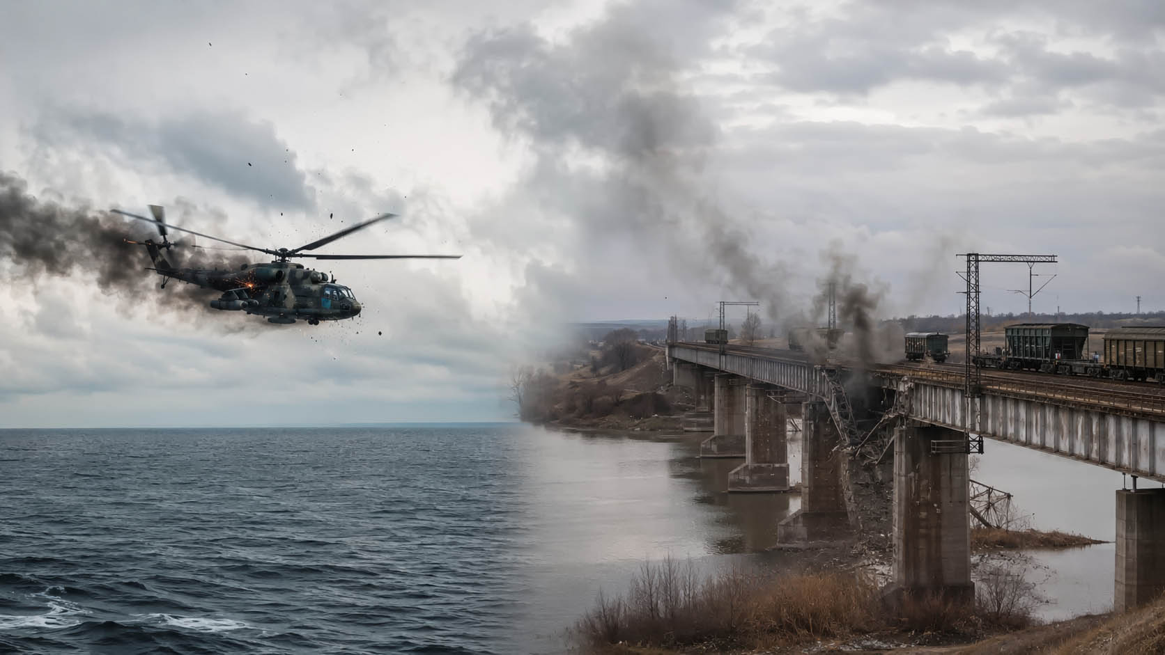 Ucraina spune că a lovit un elicopter rusesc în Marea Azov și un pod feroviar în Luhansk