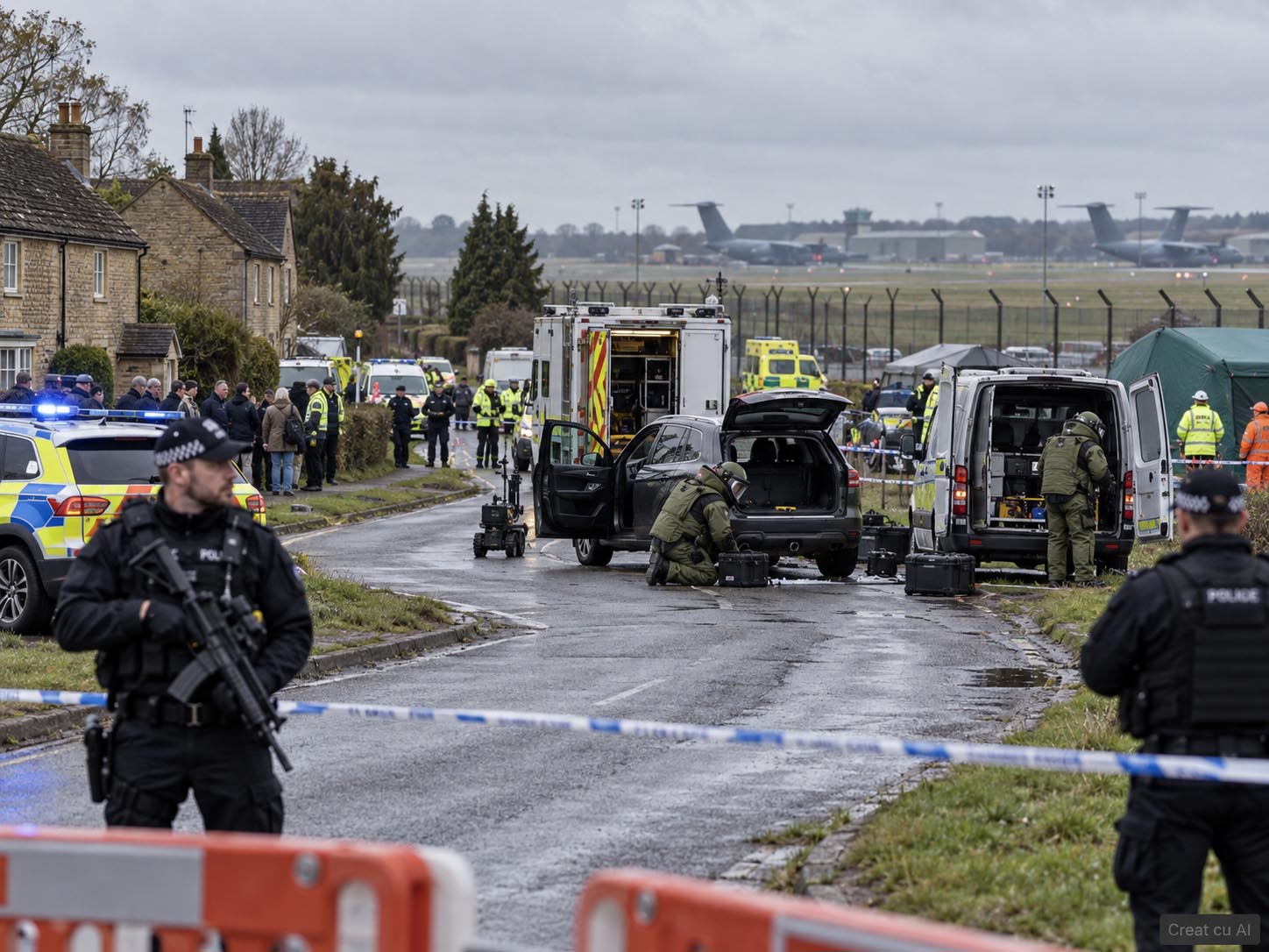 Incident major lângă baza RAF Fairford; locuințe evacuate după arestări sub Legea Explozibililor