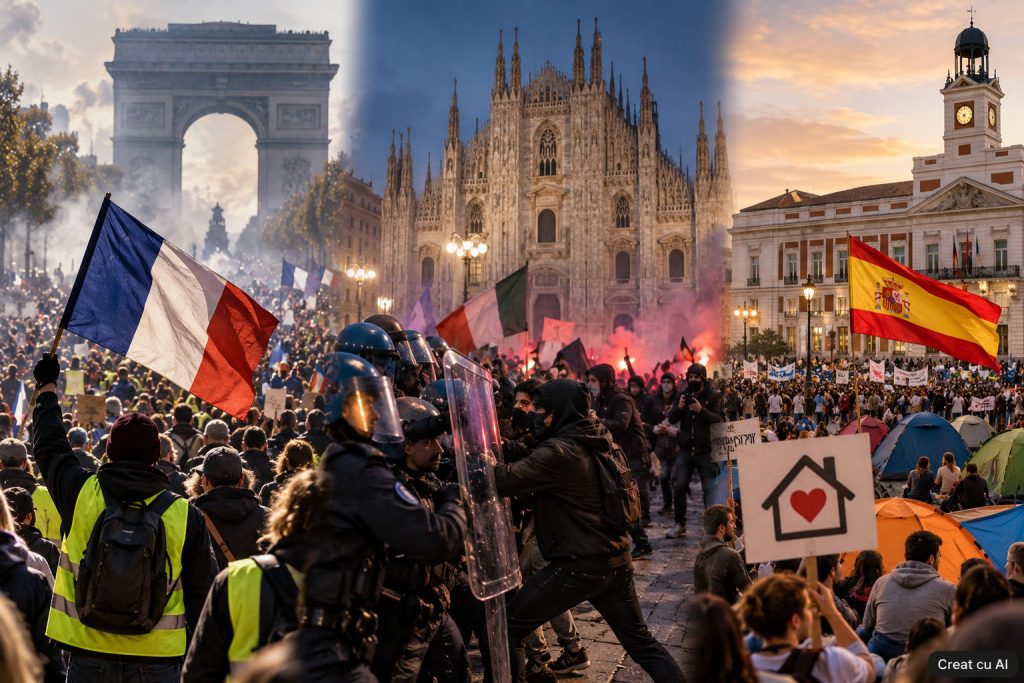 Protestele pe fondul costului vieții se extind în Franța, Italia și Spania
