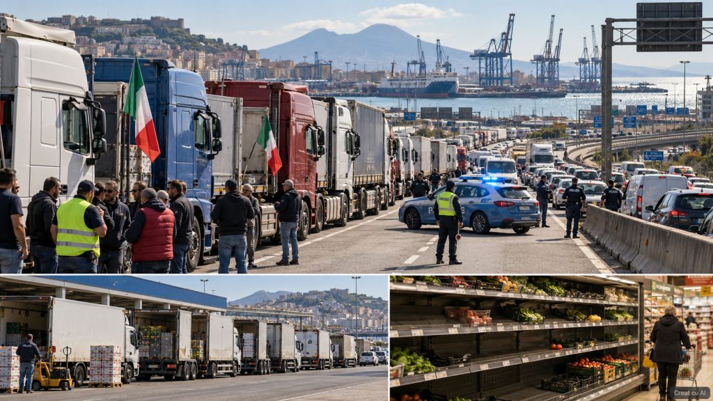Protestele transportatorilor din sudul Italiei blochează rute și golesc rafturi